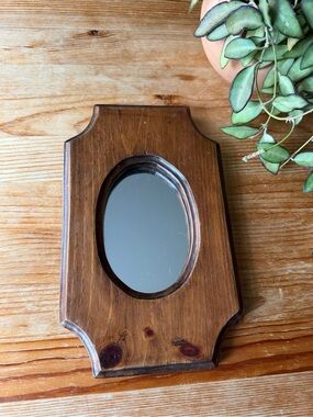 Wooden Oval Accent Wall Mirror in Brown